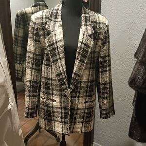 Alfred Dunner Black and White Plaid Blazer